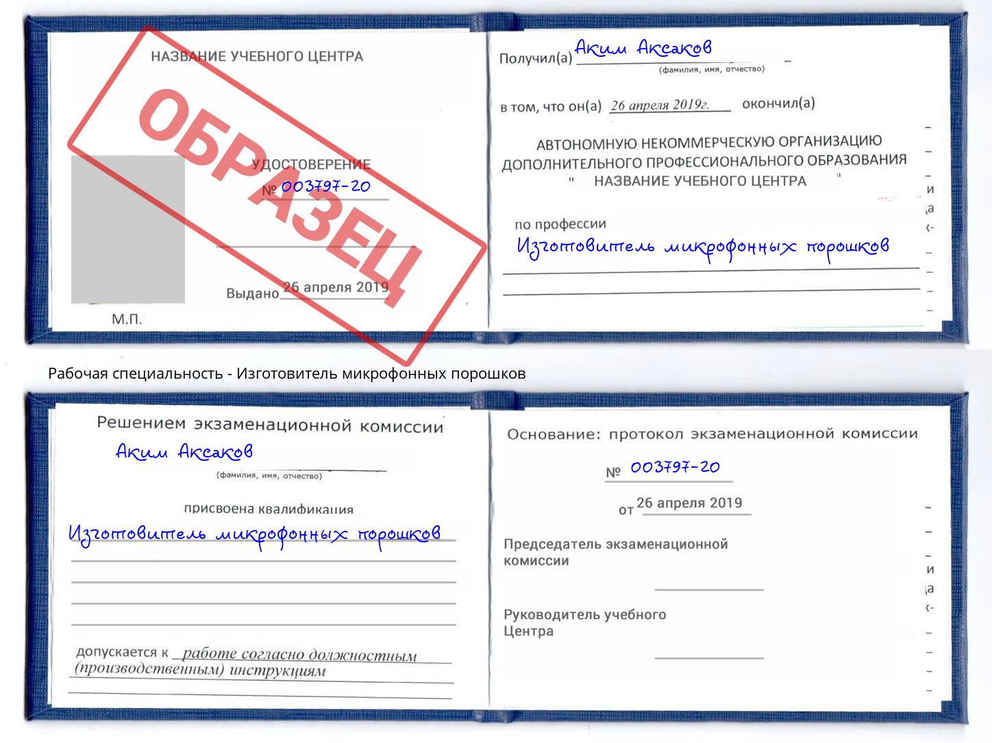 Изготовитель микрофонных порошков Апатиты