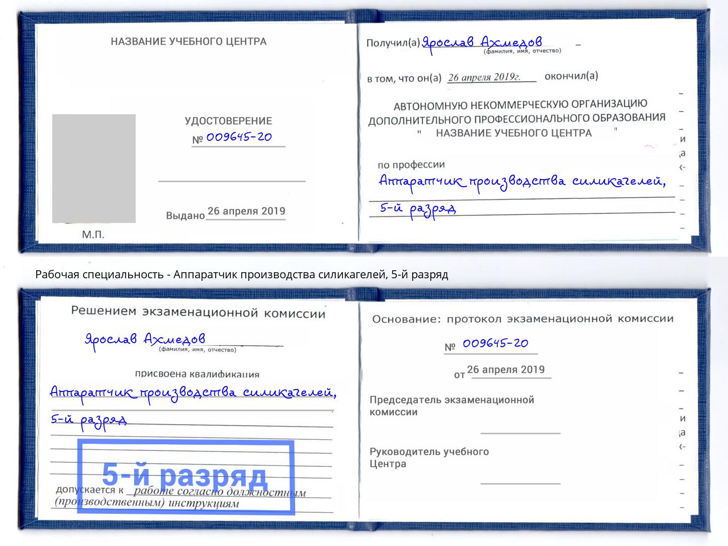 корочка 5-й разряд Аппаратчик производства силикагелей Апатиты