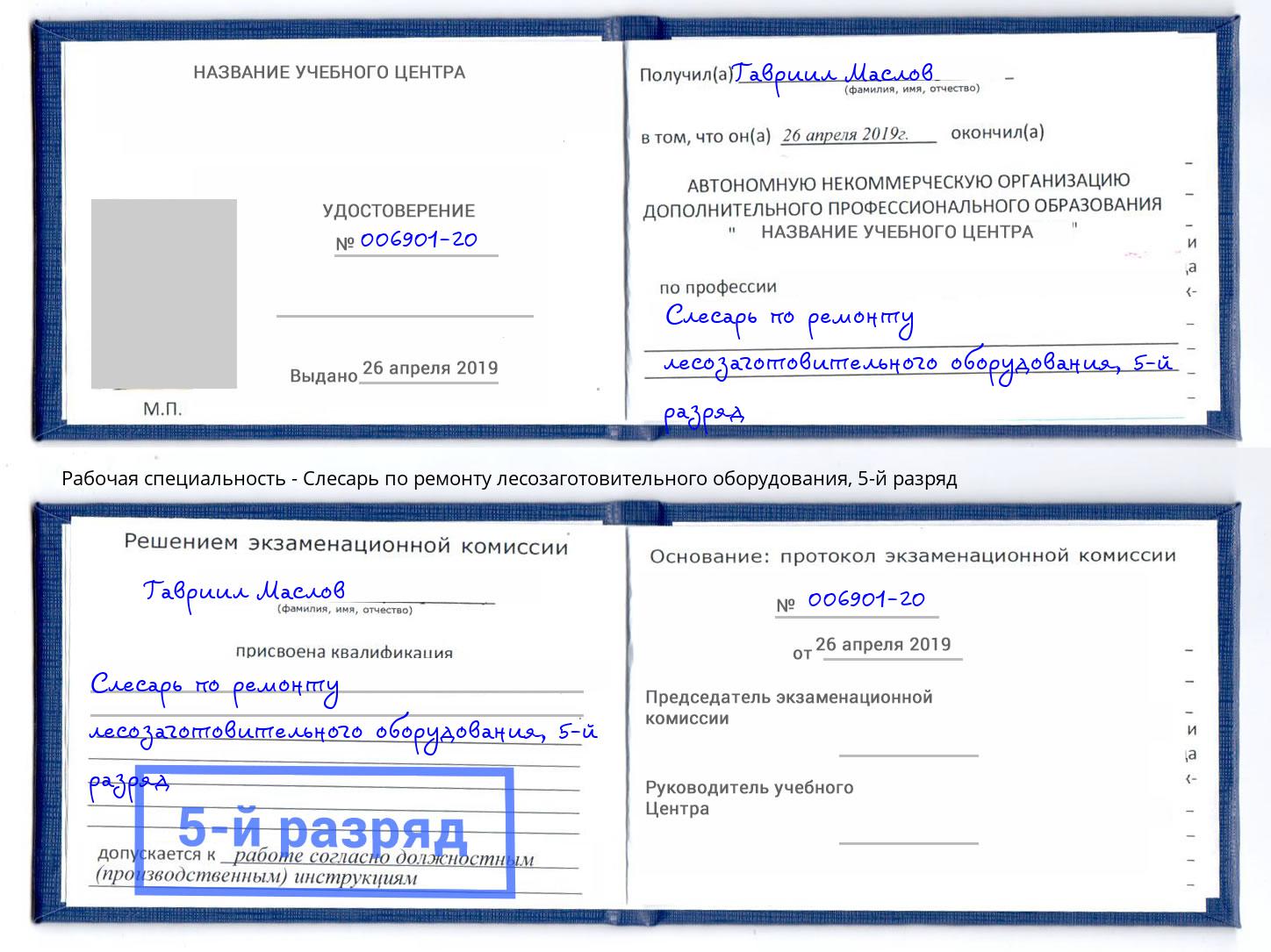 корочка 5-й разряд Слесарь по ремонту лесозаготовительного оборудования Апатиты