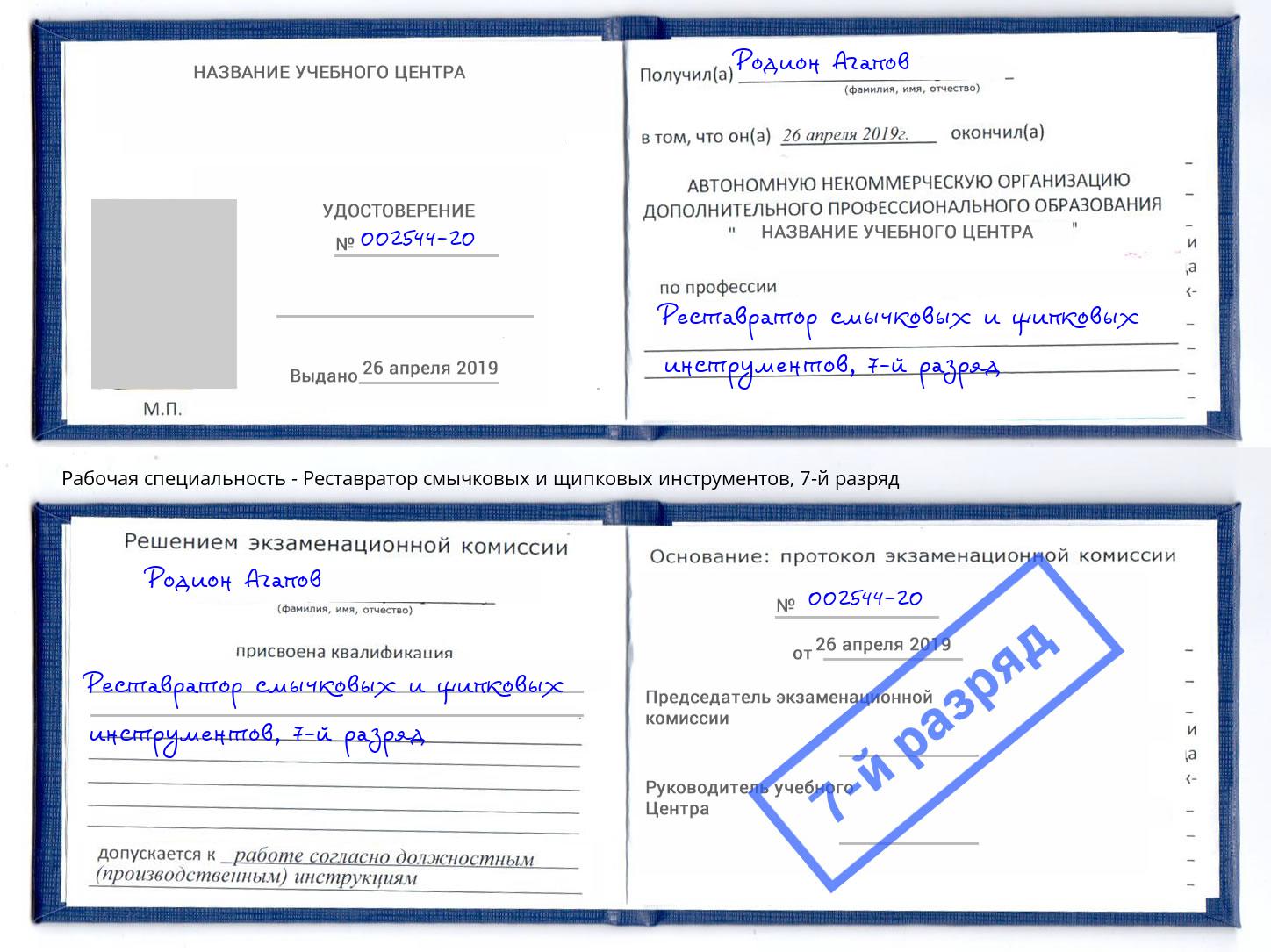 корочка 7-й разряд Реставратор смычковых и щипковых инструментов Апатиты