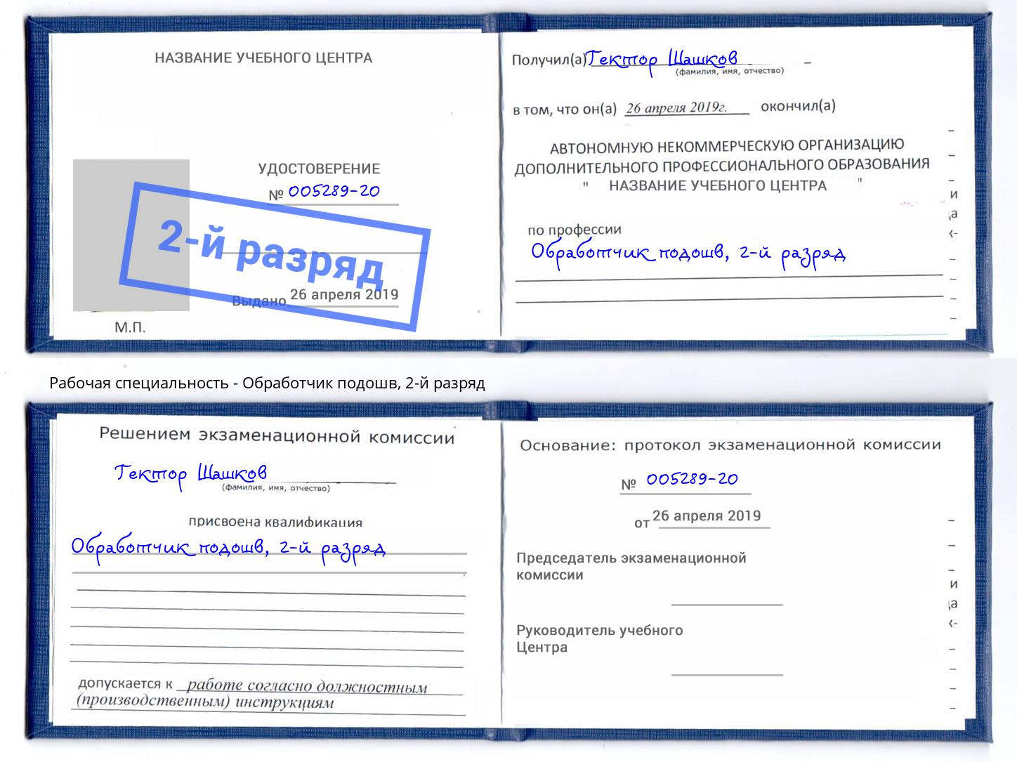 корочка 2-й разряд Обработчик подошв Апатиты