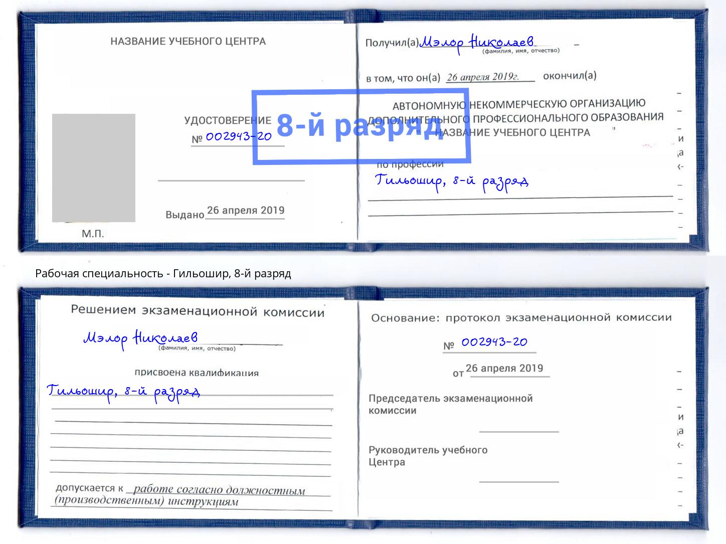 корочка 8-й разряд Гильошир Апатиты